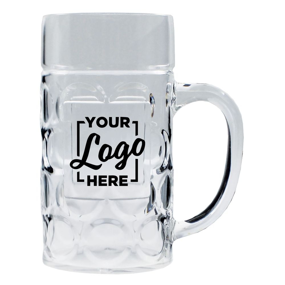HOWW German Beer Mug with Handle with 3 COLOR Custom Logo, 0.5 Liter Capacity -- 48 per case