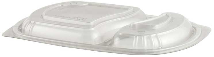 Anchor Packaging MicroRaves Clear Polypropylene 2 Compartment Microwavable Dome Lid Only, 10.25 x 7.25 x 1.08 inch -- 250 per case