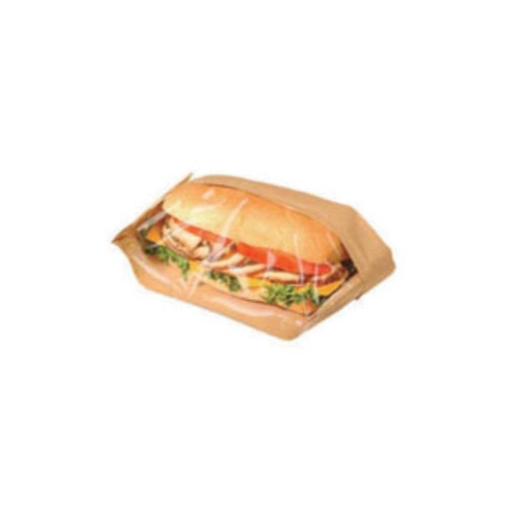 Ecocraft Dubl View Grease Proof Natural Kraft Paper Sandwich Bag, 3.5 x 2.25 x 10.75 inch -- 500 per case