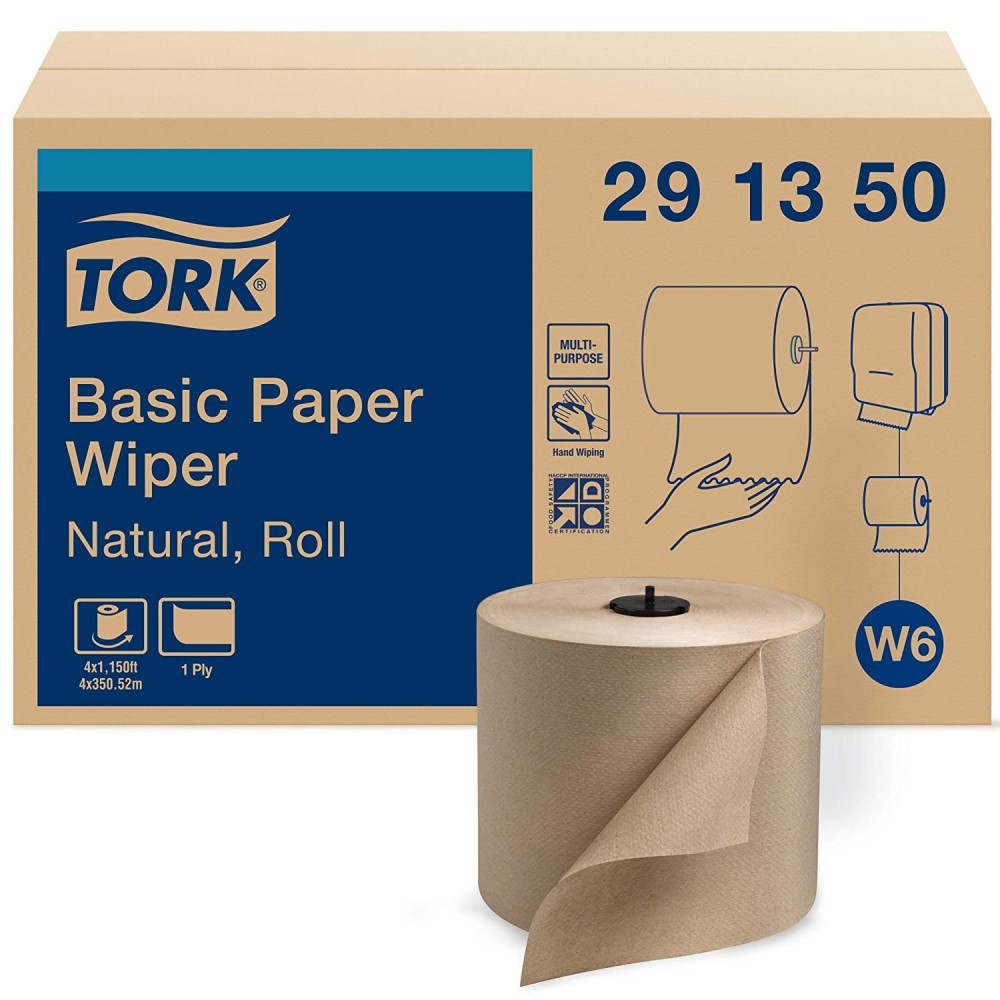 Tork Natural 1 Ply Basic Paper Wiper, 7.68 x 9.5 inch -- 4 per case