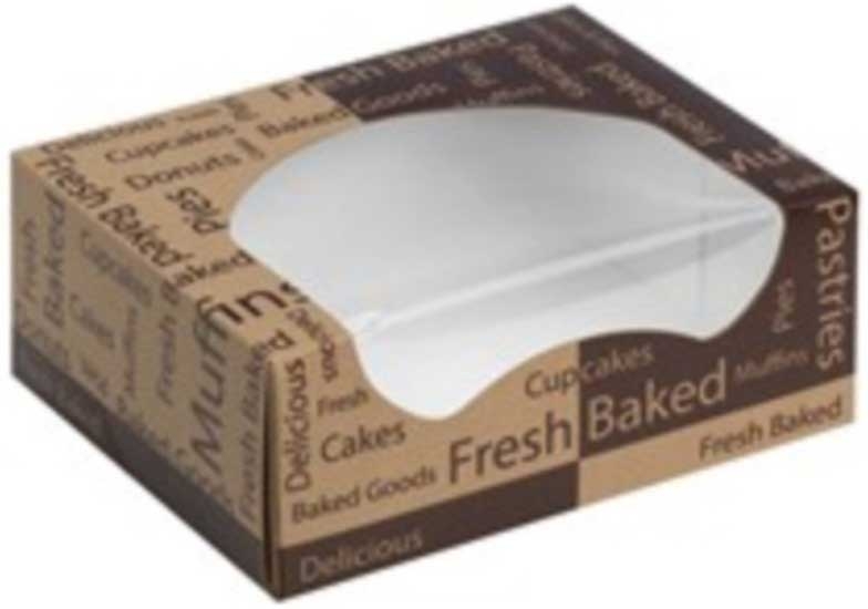 Georgia Pacific Dixie Kraft Printed Brown Windowed Donut Box, 10 x 8 x 4 inch -- 100 per case