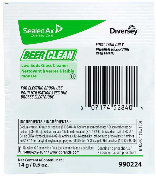 Diversey White Low Suds Glass Cleaner, 0.5 Ounce -- 100 per case