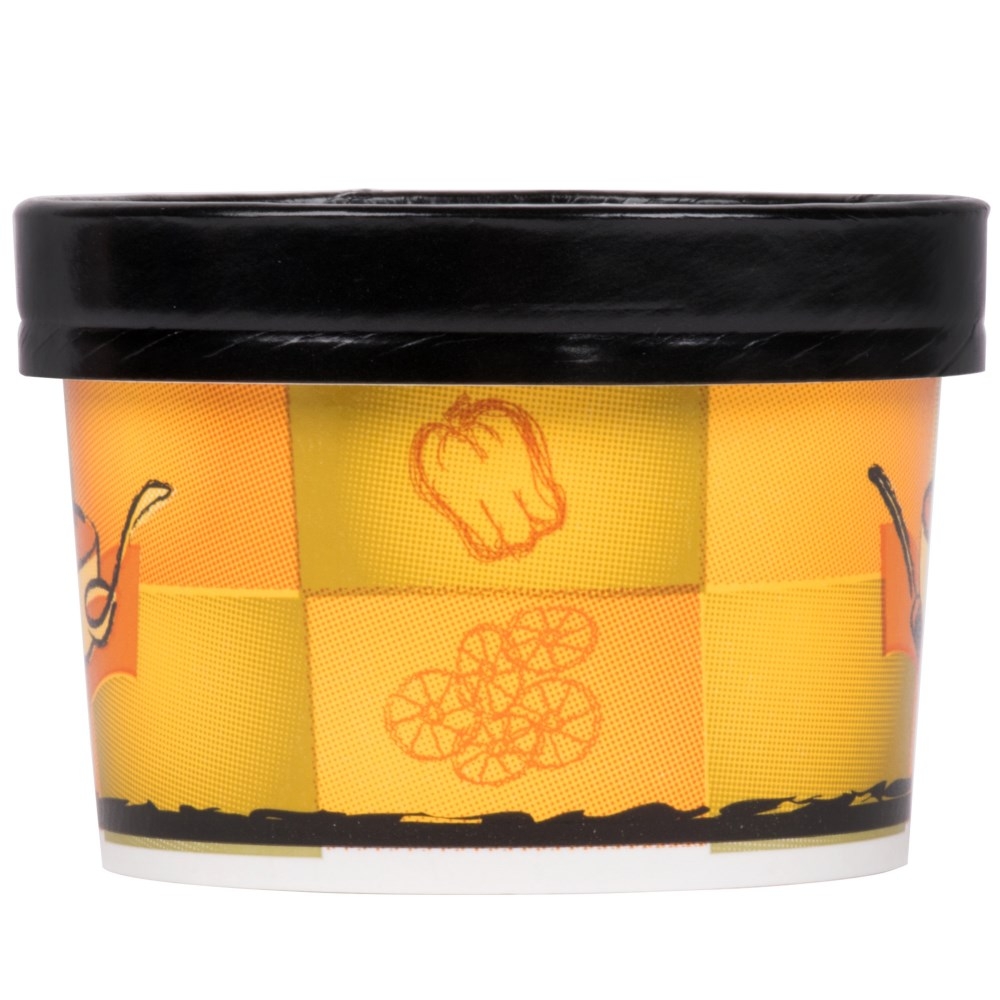 Huhtamaki Yellow Green Paper Container with Black Vented Lid, 8/10 Ounce -- 250 per case