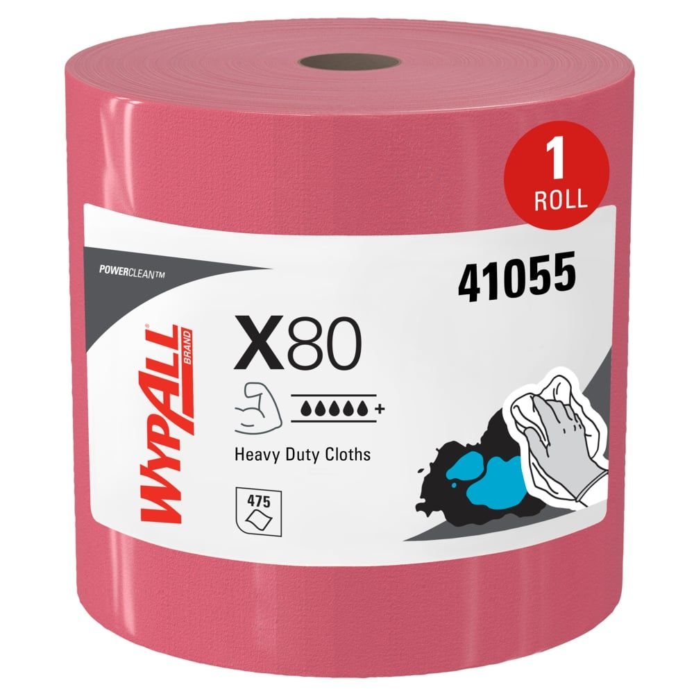 WypAll Power Clean X80 Red Jumbo Heavy Duty Cloth, 12 x 13.4 inch