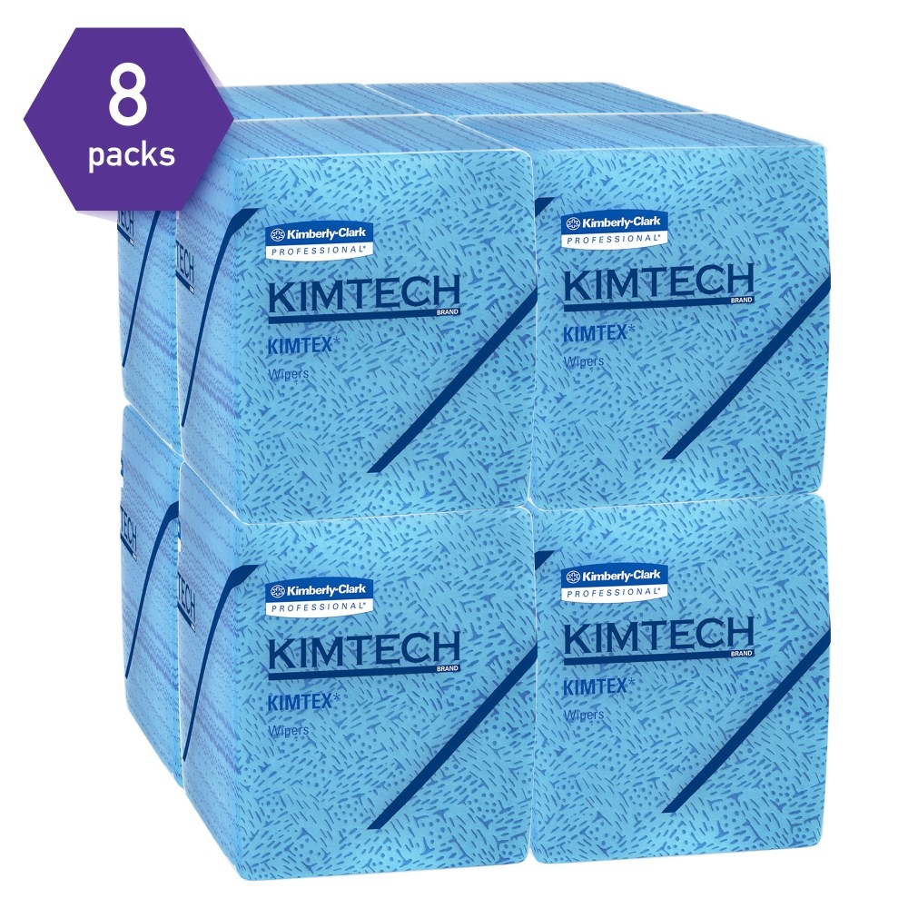 Kimtech Blue Low Lint Quarterfold Disposable Industrial Cleaning Wipes -- 500 per case