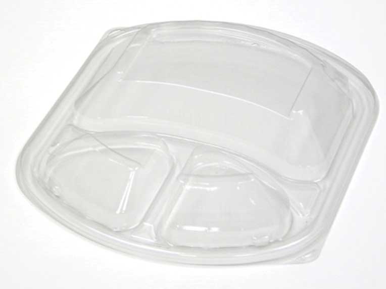 Pactiv OPS Dry Anti-Fog Clear Large Meal Master 3 Compartment Dome Lid Only, 9.375 x 8 x 1.25 inch -- 252 per case