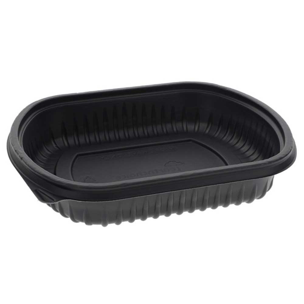 Pactiv Rectangular Black Polypropylene Medium Tray, 24 Ounce Capacity -- 252 per case