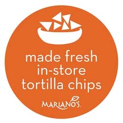 Bollin Orange White 3 x 3 inch Made Fresh Tortilla Chips Paper Label - 500 per roll