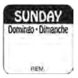 Bollin Sunday 7 Domingo Dimanche Fresh Date Trilingual Label - 1000 per roll