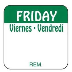 Bollin Fridays Viernes Vendredi Fresh Date Trilingual Label - 1000 per roll
