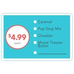 Bollin Caramel Pop/Ched/Movie 2 x 3 inch $4.99 Each Label - 500 per roll