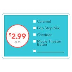 Bollin Caramel Pop/Ched/Movie 2 x 3 inch $2.99 Each Label - 500 per roll