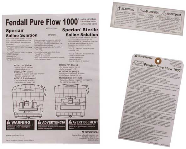Green Guard First Aid and Safety Sterile Saline Cartridges for Fendall Pure Flow 1000 -- 2 per case