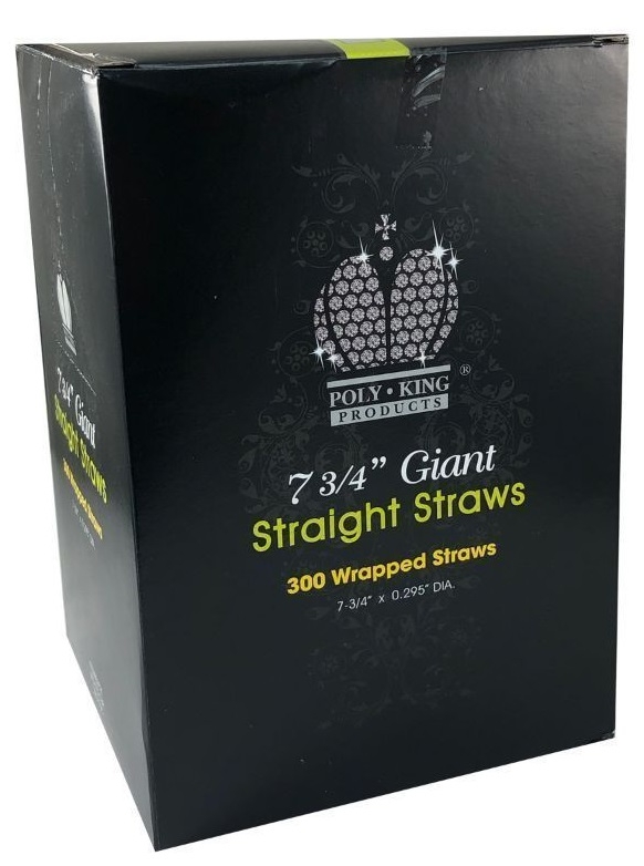 Poly King Wrapped Clear Giant Straight Straw, 7.75 inch -- 3000 per case.