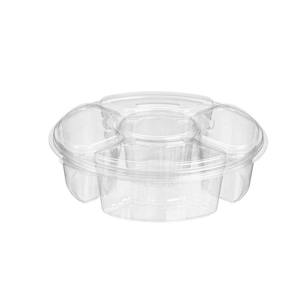 Inline Plastics Clear Platter with Dip Holder, 142 Ounce -- 50 per case