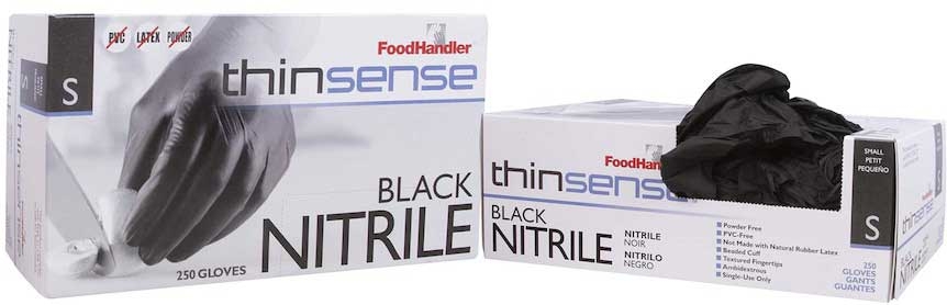 Foodhandler Thinsense Small Black Powder Free Nitrile Glove -- 1000 per case