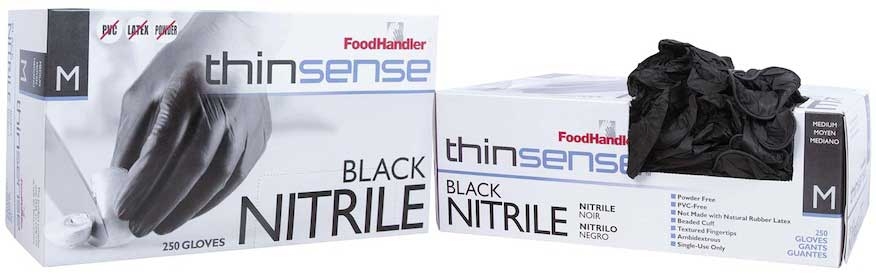 Foodhandler Thinsense Medium Black Powder Free Nitrile Glove -- 1000 per case