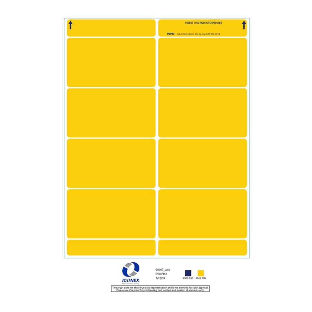 Iconex Yellow Beam Label -- 500 per case