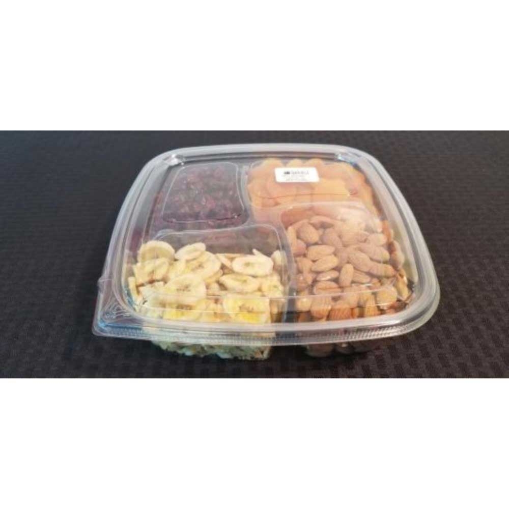 Sabert Clear PET Rectangular Lid for 48 Ounce Four Compartment Square Tray, 9.65 x 9.65 x 0.83 inch -- 200 per case