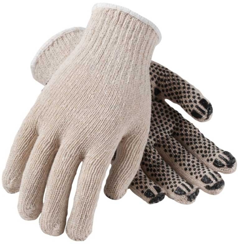 Bunzl Black Single Dot Large String Knit Gloves -- 12 per case