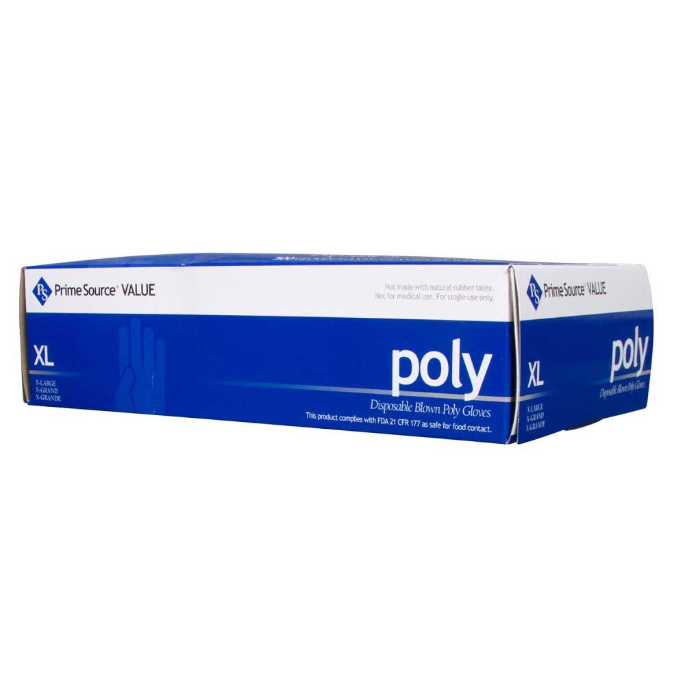Prime Source X-Large Value Clear Blown Poly Gloves -- 2000 per case