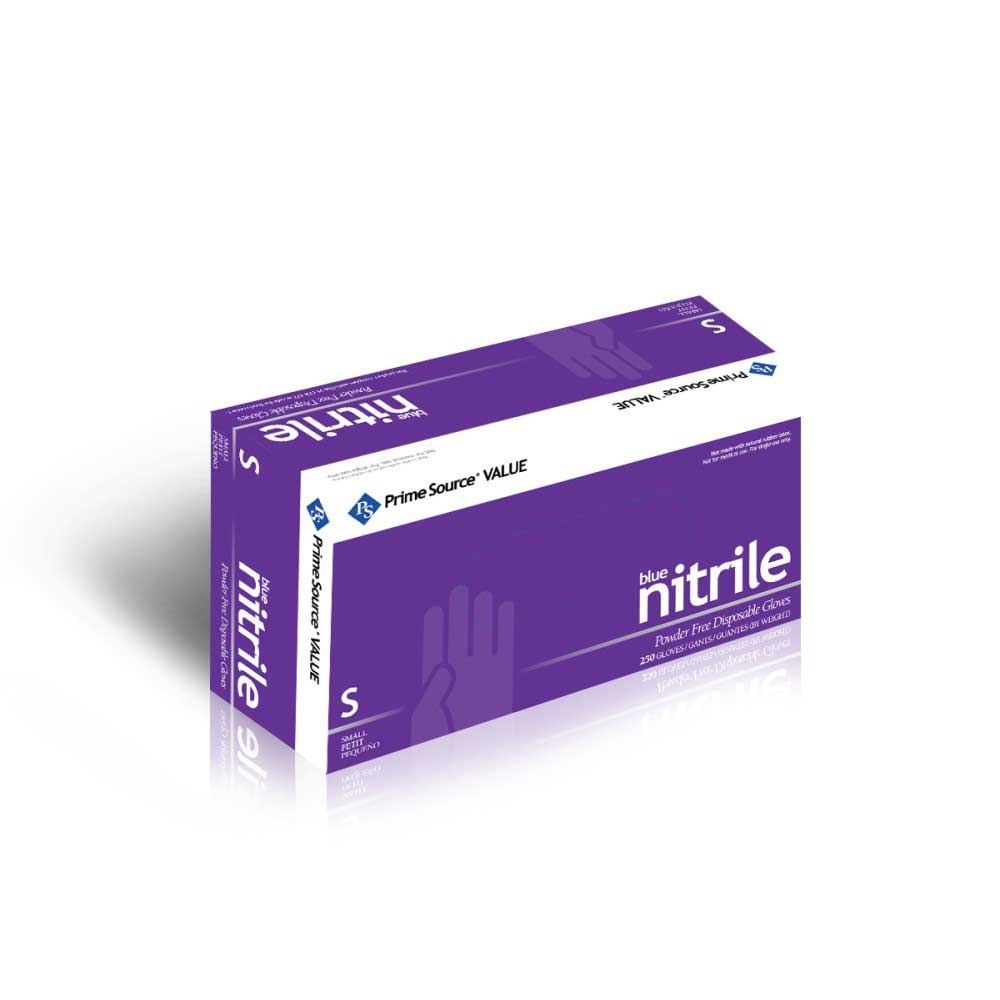 Prime Source Value Small Blue Nitrile Powder Free Gloves -- 1000 per case