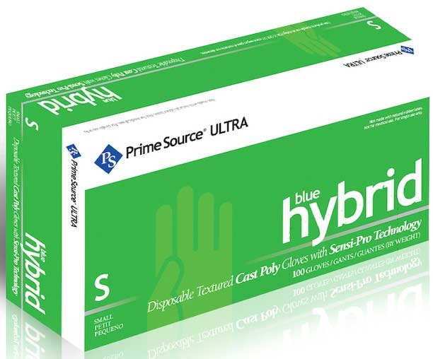 Prime Source Select Hybrid Clear Small Disposable Poly Gloves - 100 per pack -- 10 packs per case