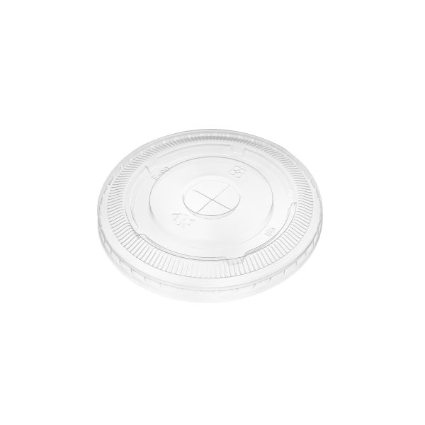 Karat 90mm PET Plastic Flat Lid for 12-22 Ounce Paper Cold Cup -- 1000 per case.