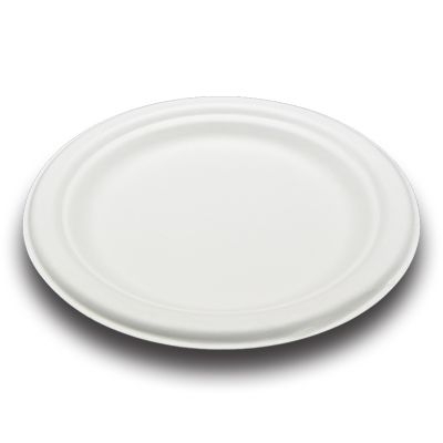 Teh Tung Morex Bamboo Mix Bagasse 1 Compartment Molded Fiber Round Plate, 7 inch -- 1000 per case.