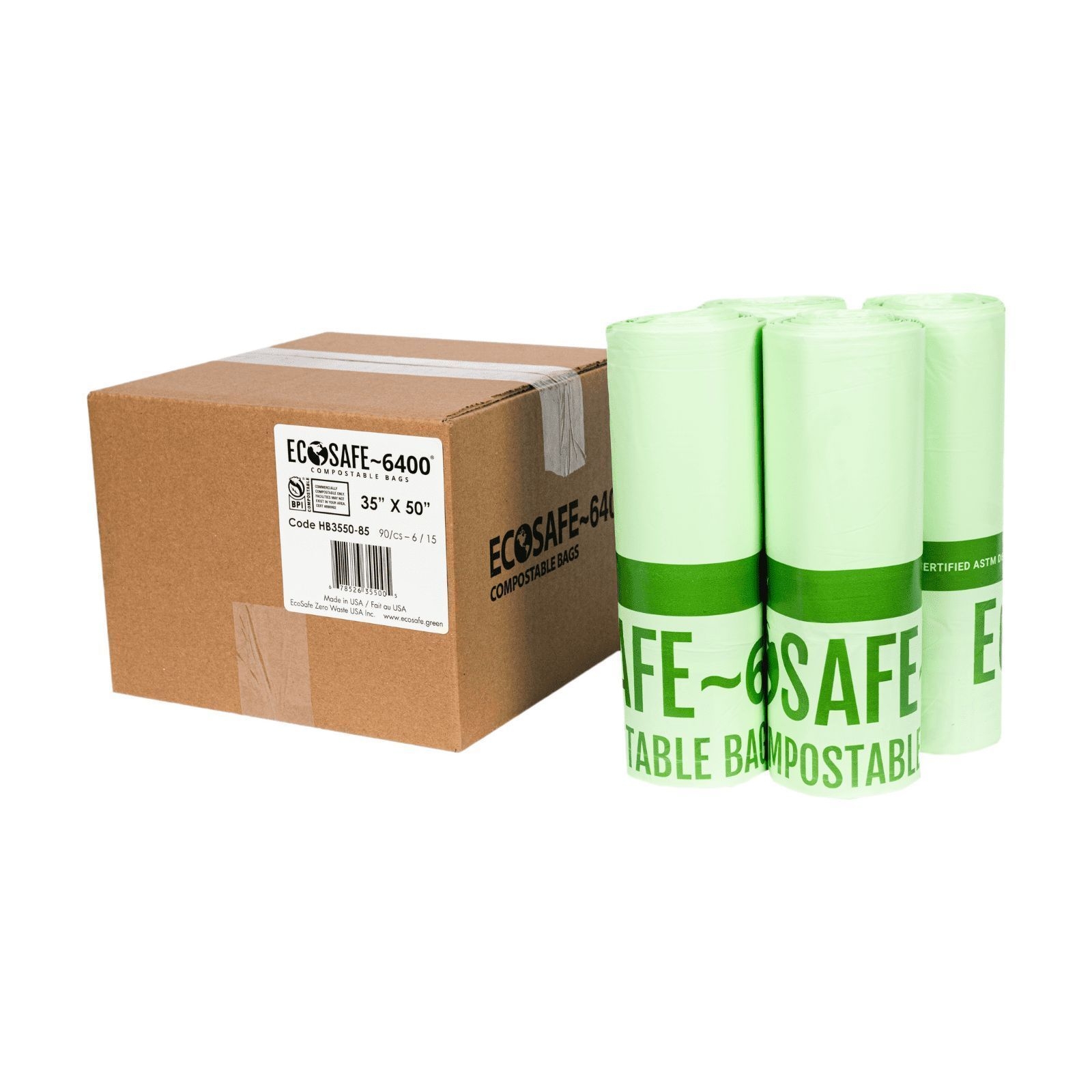 EcoSafe 0.85 Mil Compostable Bin Liner, 35 × 50 inch -- 90 per case.