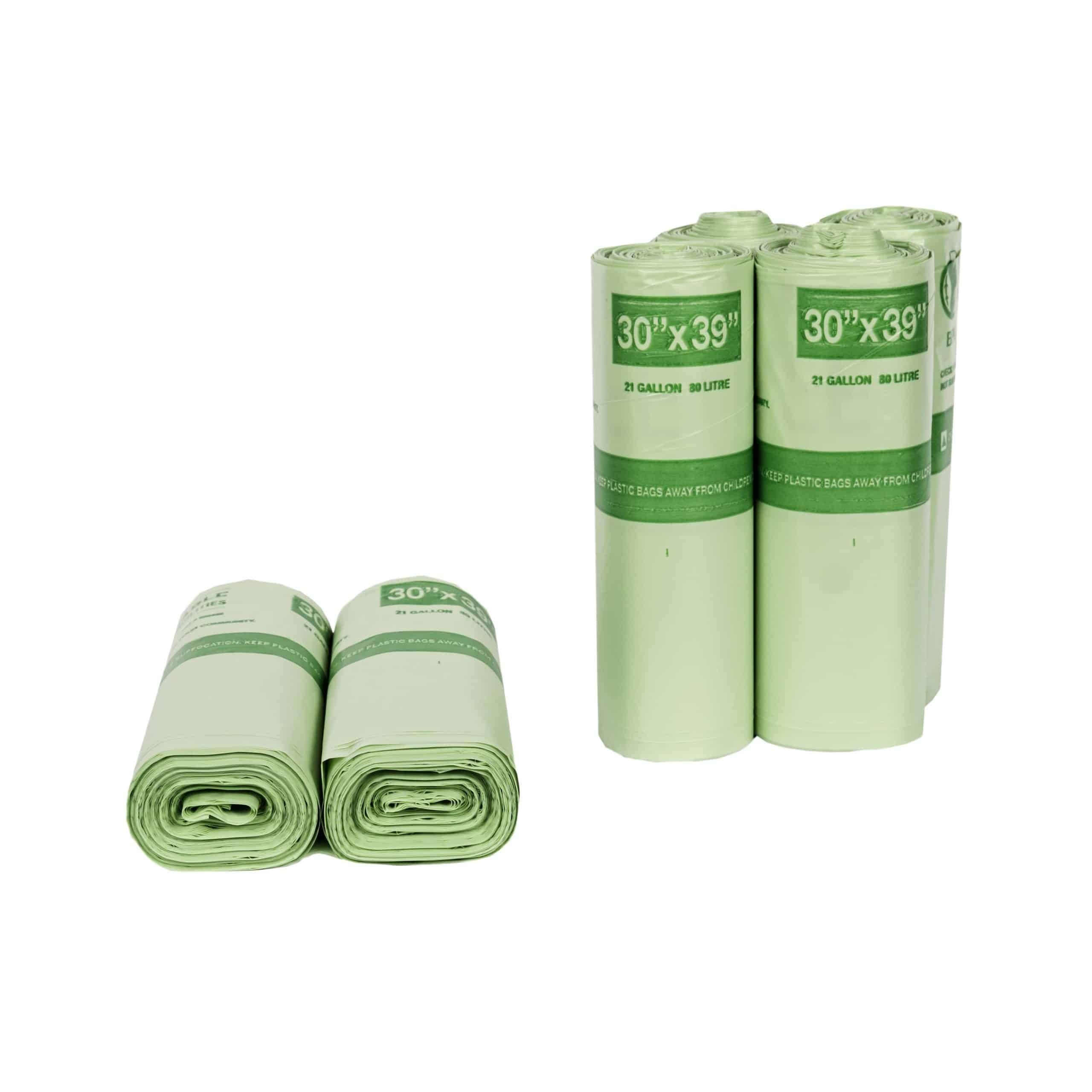 EcoSafe 0.8 Mil Compostable Can Liner, 30 x 39 inch -- 135 per case.