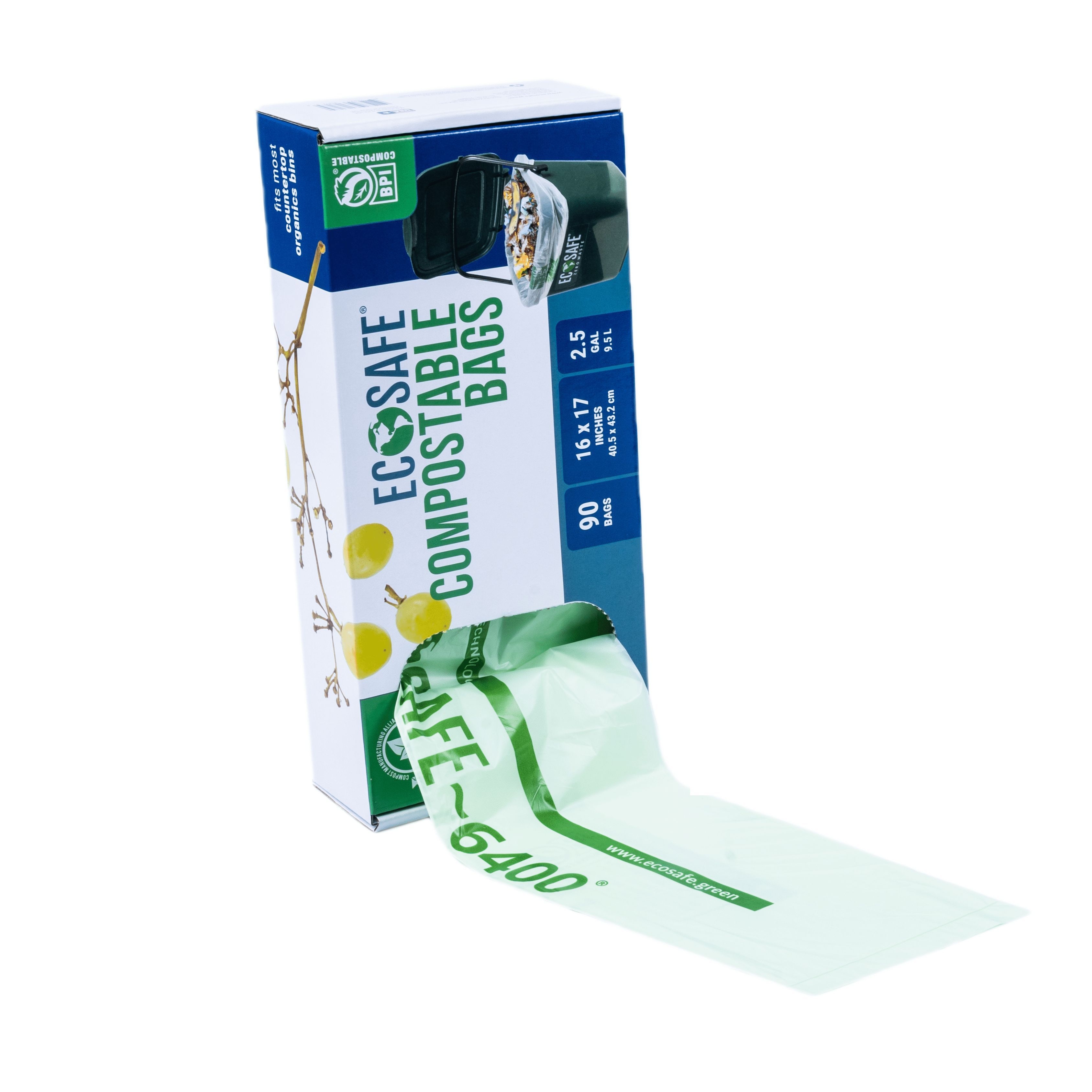 EcoSafe 0.6 Mil Compostable Small Food Scraps Bag – Club Pack, 16 x 17 inch -- 900 per case.