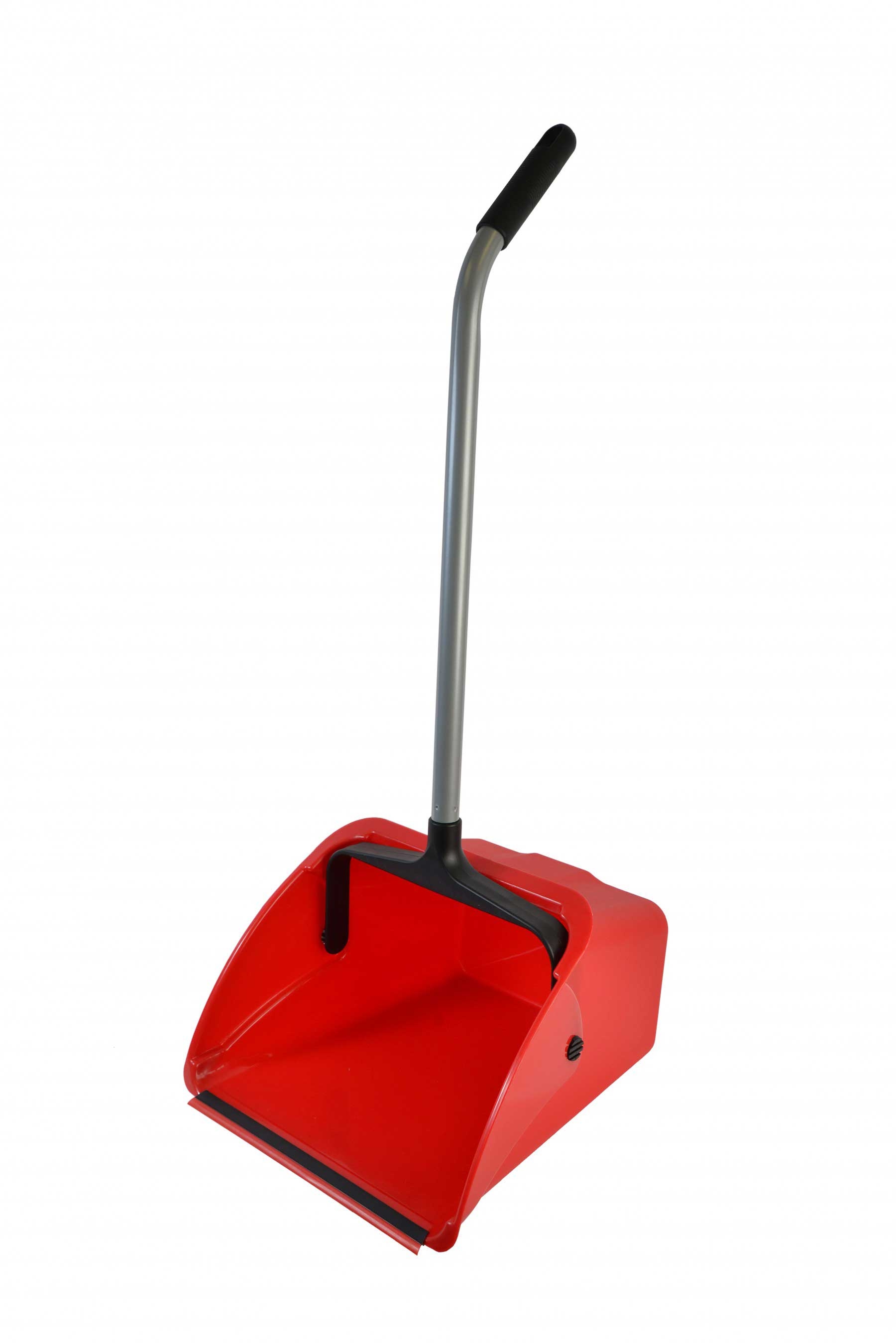 Janico Large Red Plastic Lobby Dust Pan with Ergonomic Handle
