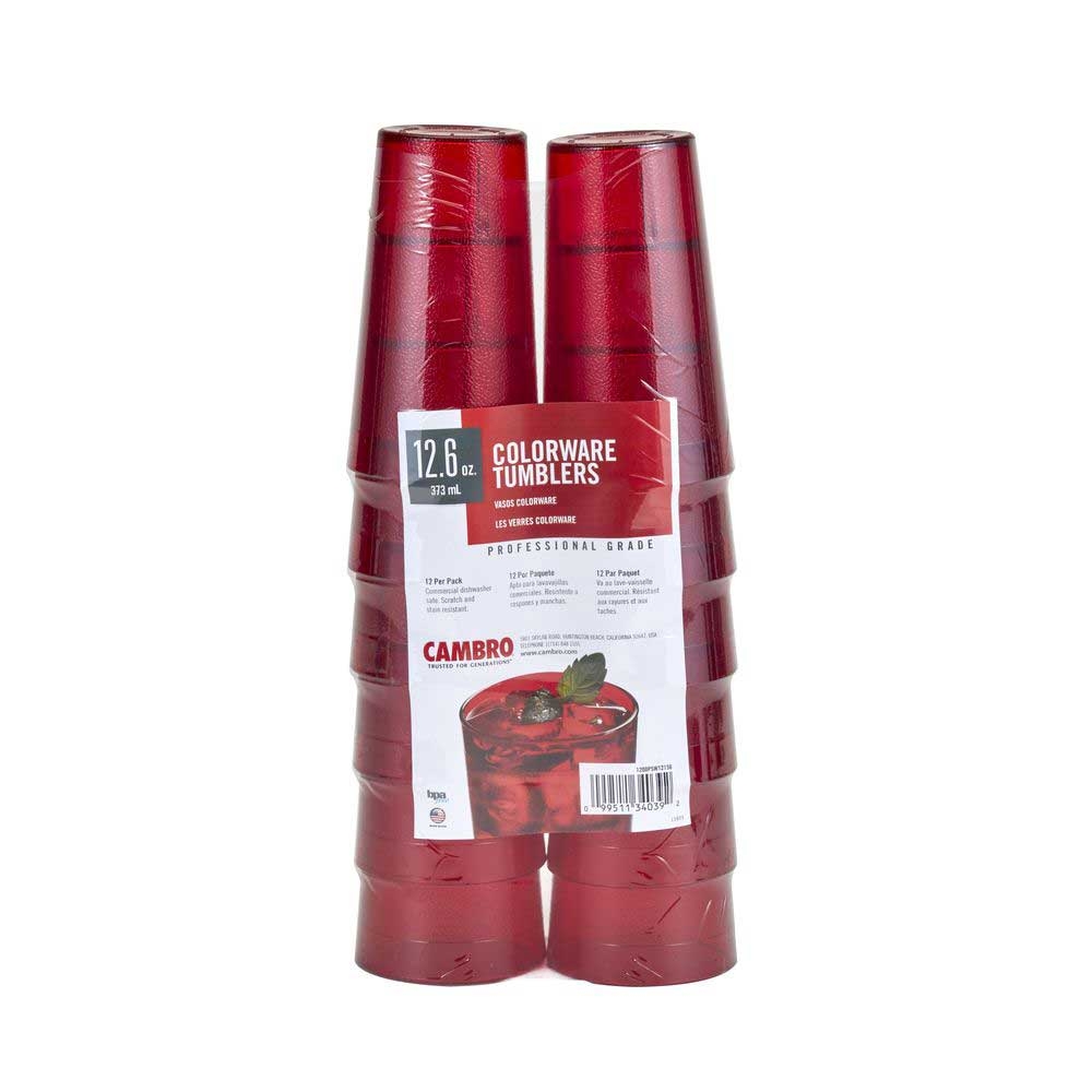 Cambro Colorware Ruby Red Multi Pack Tumbler, 16 Ounce Capacity -- 72 per case