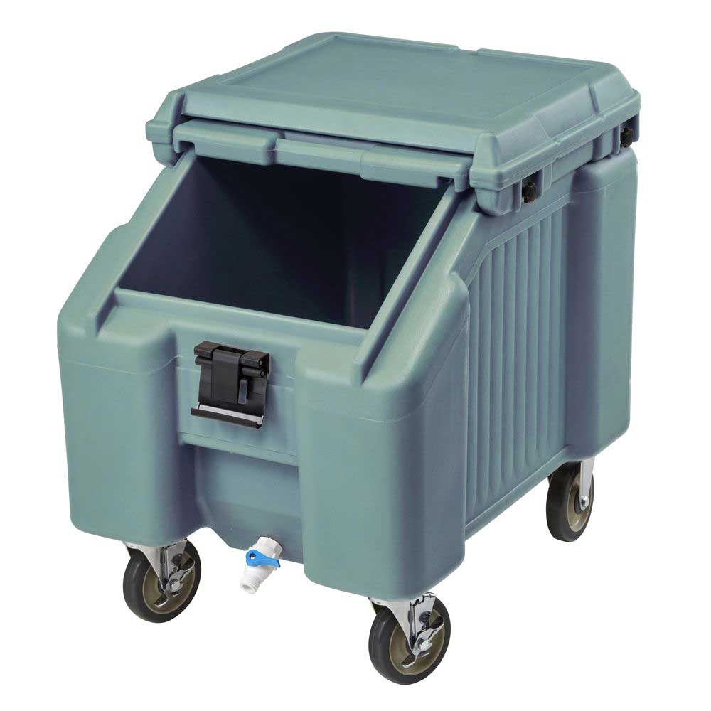 Cambro Slidinglid Slate Blue Standard Height Slant Top 100 Pound Ice Caddy With Swivel Caster, 22 1?2 X 30 1?4 X 28 3?4 Inch