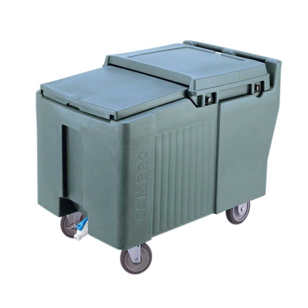 Cambro Slidinglid Slate Blue Standard Height 125 Pound Ice Caddy With Swivel And Fixed Caster, 23 X 31 1?2 X 29 1?4 Inch