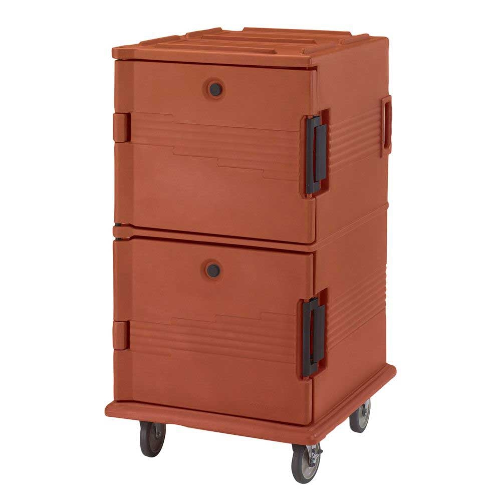Cambro Non Electric Insulated Tamper Resistant Brick Red Ultra Food Pan Camcart with Security Package, 28 1/8 x 33 3/8 x 54 1/4 inch