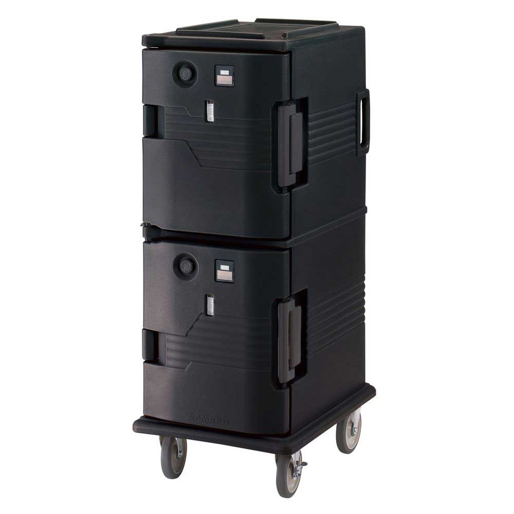 Cambro H Series 220 Volt Electric Insulated Black 2 Compartment Heated Ultra Camcart, 20 1/2 x 27 1/8 x 54 inch