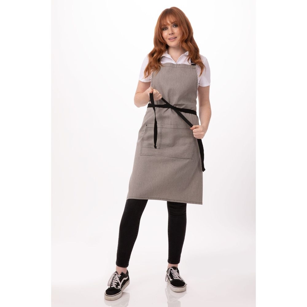 Chef Works Black Portland Bib Apron, 34 inch Long x 30 inch Wide