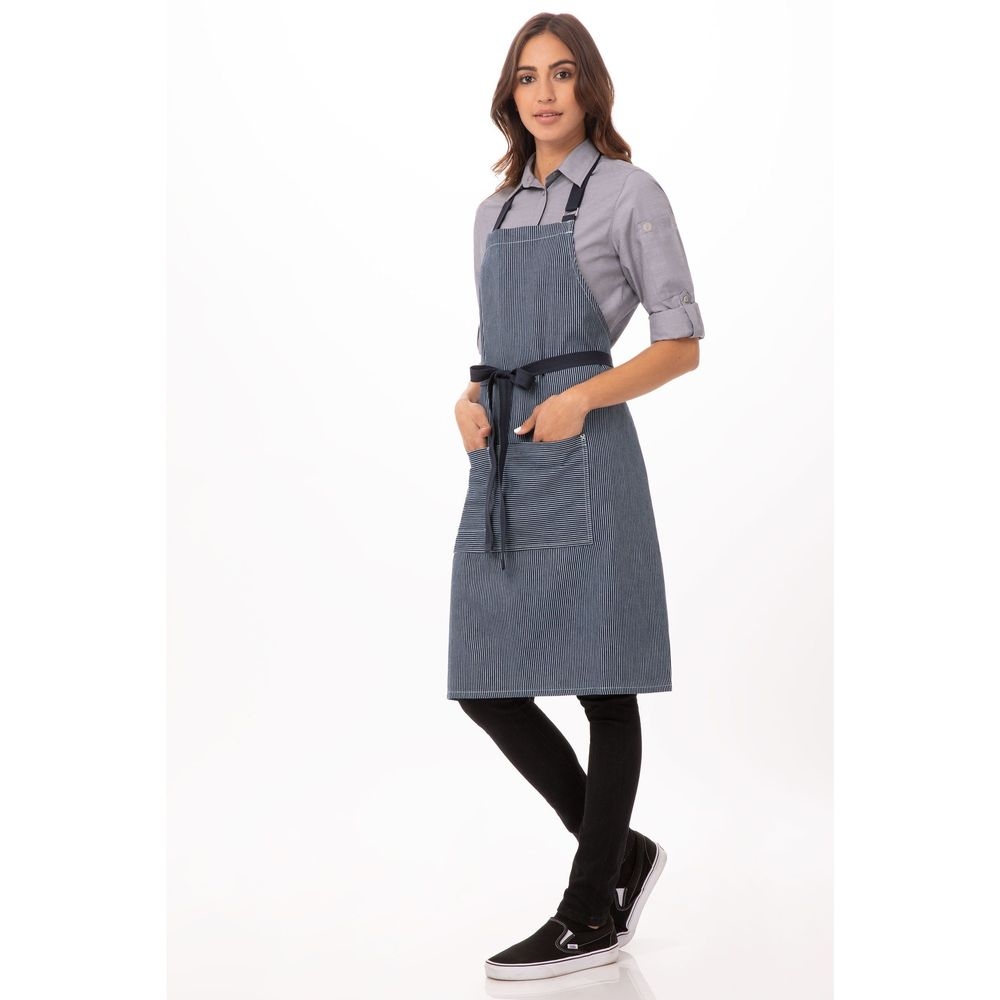 Chef Works Indigo Blue Portland Bib Apron, 34 inch Long x 30 inch Wide