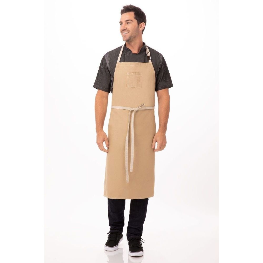 Chef Works Natural Austin Chefs Bib Apron, 40 inch Long x 39 inch Wide