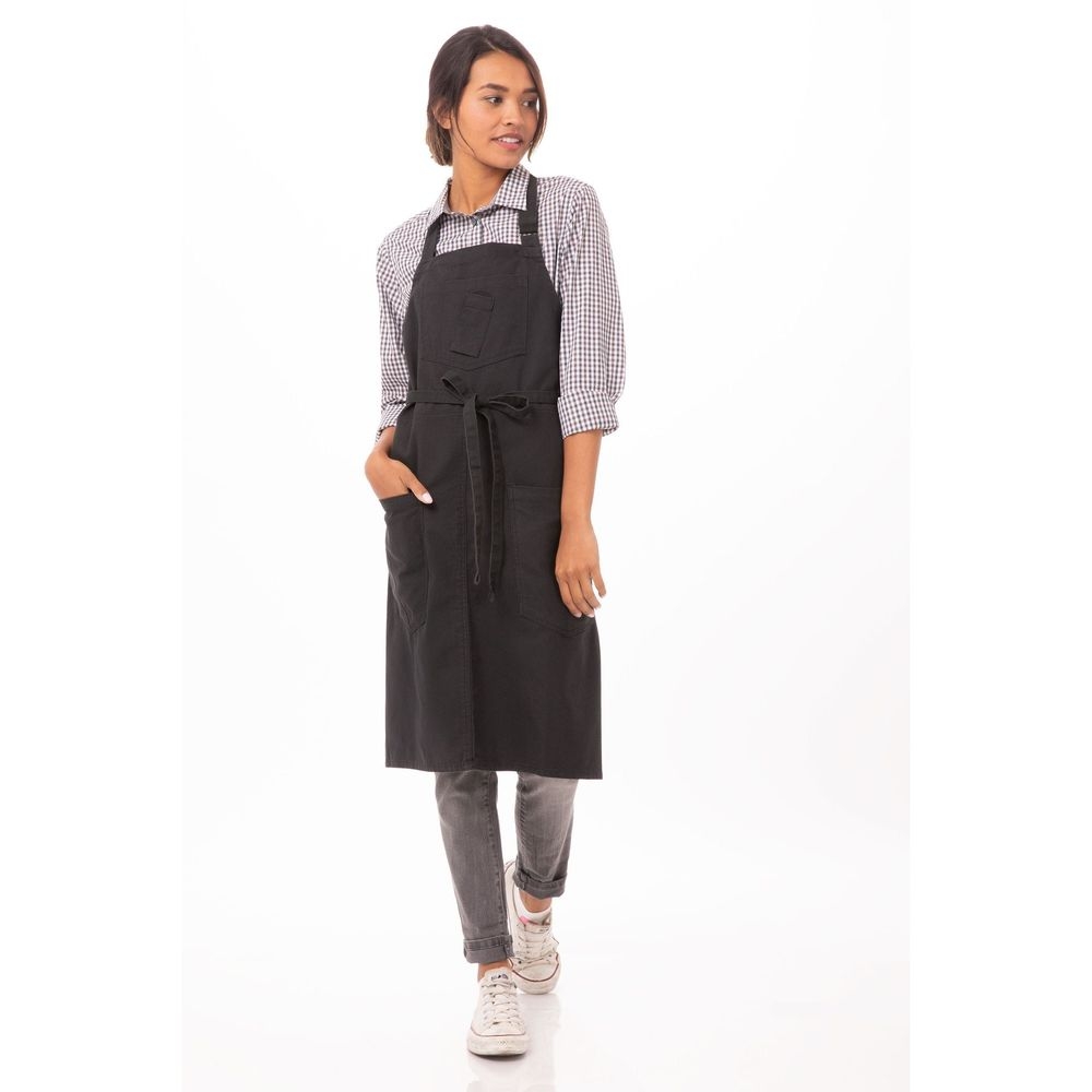 Chef Works Steel Grey Rockford Bib Apron, 34 inch Long x 30 inch Wide