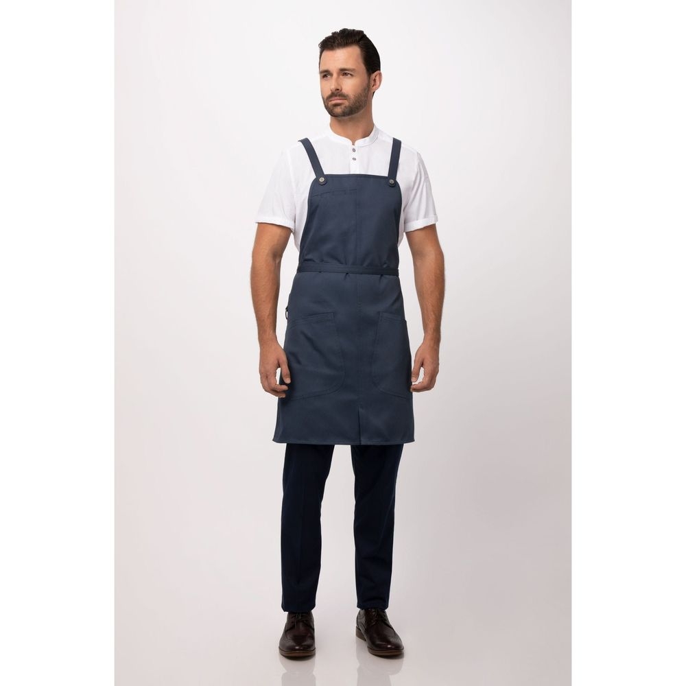 Chef Works Blue Largo Bib Apron, 30.7 inch Long x 37.8 inch Wide