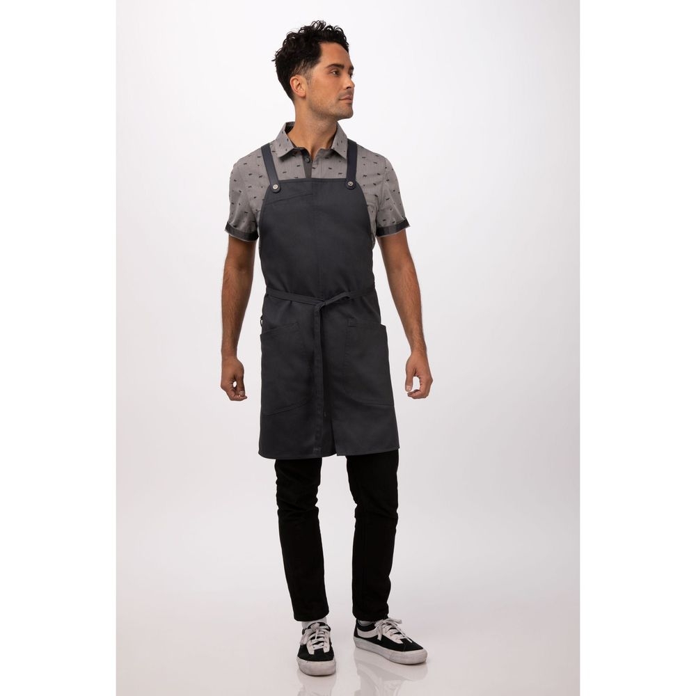 Chef Works Charcoal Largo Bib Apron, 30.7 inch Long x 37.8 inch Wide