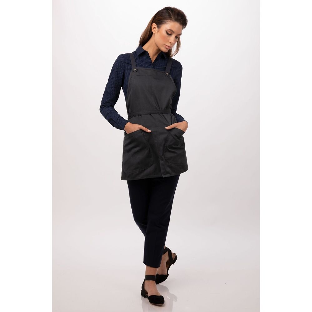 Chef Works Charcoal Largo Short Bib Apron, 25.2 inch Long x 37.8 inch Wide