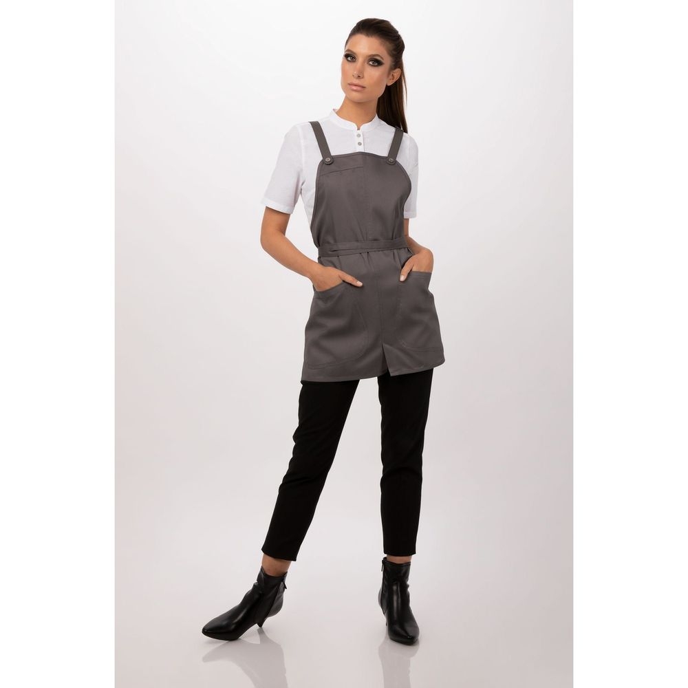 Chef Works Mushroom Largo Short Bib Apron, 25.2 inch Long x 37.8 inch Wide