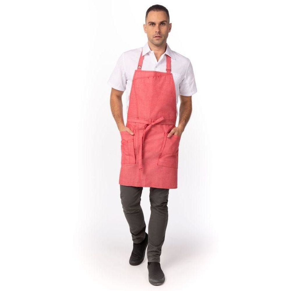 Chef Works Coral Medford Bib Apron, 30.7 inch Long x 38.2 inch Wide