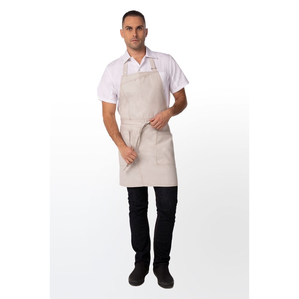 Chef Works Natural Medford Bib Apron, 30.7 inch Long x 38.2 inch Wide
