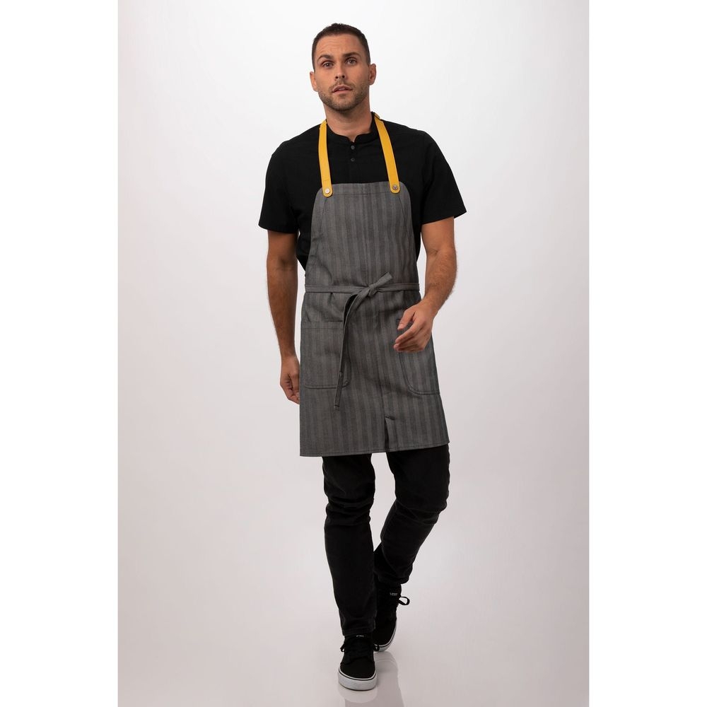 Chef Works Black Seattle Bib Apron for Unisex, 30.7 inch Long x 37.8 inch Wide