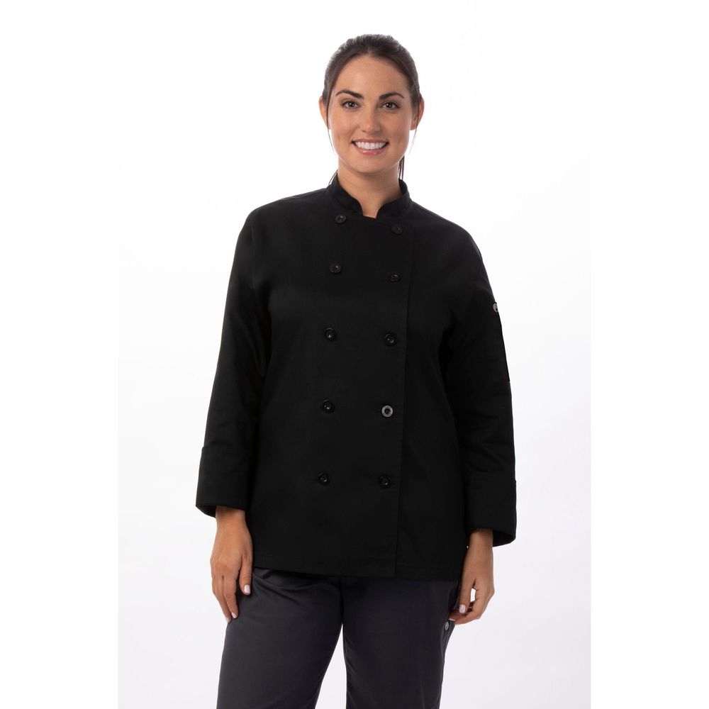 Chef Works Black Small Classic Fit Le Mans Chef Coat for Women